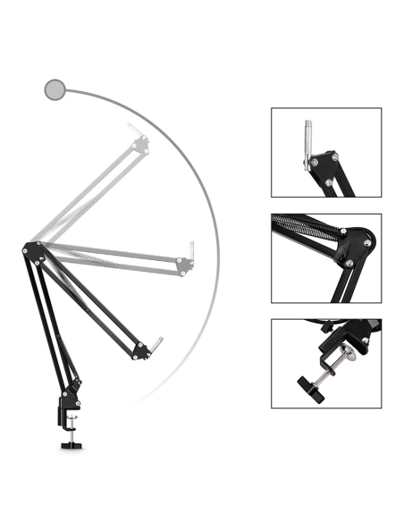 Media-Tech Mikrofon Pojemnościowy Kierunkowy Z Zestawem Akcesoriów Srebrny Mt397S