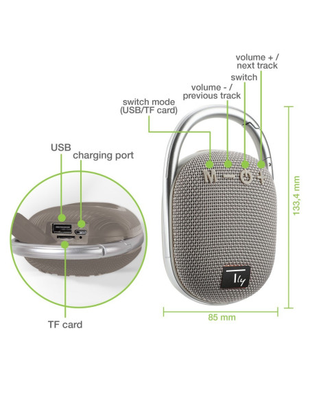 Techly Głośnik Bluetooth 5.3 Bezprzewodowy 5W Tws