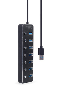 Gembird Hub Usb 3.1 (Gen 1) 7-Portowy Z Przełącznikami, Czarny 2