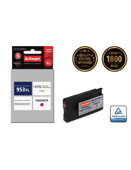 Activejet Ah-953Mrx Tusz (Zamiennik Hp 953Xl F6U17Ae  Premium  25 Ml  Czerwony)