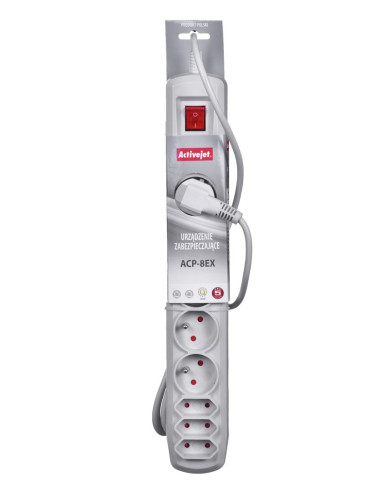 Listwa Przeciwprzepięciowa Activejet Apn-8G/5M-Gr (3 X Typ C, 5 X Ute  10 A  5M  Kolor Szary)