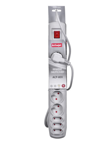 Listwa Przeciwprzepięciowa Activejet Apn-8G/5M-Gr (3 X Typ C, 5 X Ute  10 A  5M  Kolor Szary)