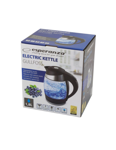 Czajnik Elektryczny Esperanza Gullfoss Ekk009 (2200W 1.8L  Kolor Przeźroczysty)