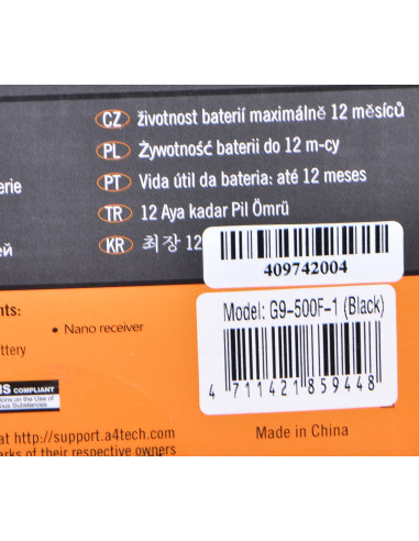 Mysz A4 Tech V-Track G9-500F-1 A4Tmys40974 (Optyczna  2000 Dpi  Kolor Czarny)