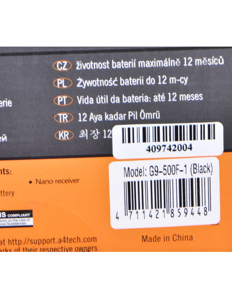 Mysz A4 Tech V-Track G9-500F-1 A4Tmys40974 (Optyczna  2000 Dpi  Kolor Czarny)