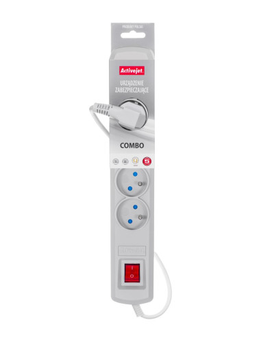 Listwa Przeciwprzepięciowa Activejet 5Gn/3M/Cz (10A  2300W) 3M  Kolor Szary