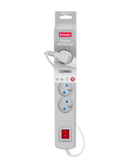 Listwa Przeciwprzepięciowa Activejet 5Gn/1,5M/Cz (10A  2300W) 1,5M  Kolor Szary