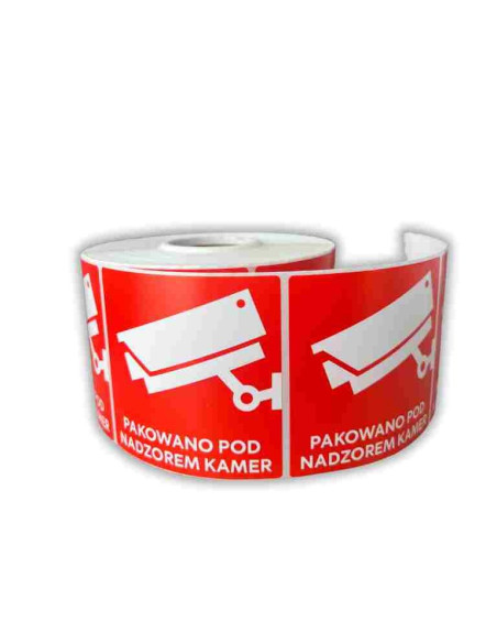 Bstech Etykieta Samoprzylepna "Pakowane Pod Nadzorem Kamer" 80X80 1000 Szt