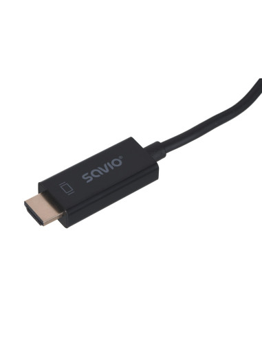 Kabel Savio Cl-56 (Displayport M - Hdmi Typ A  1,5M  Kolor Czarny)