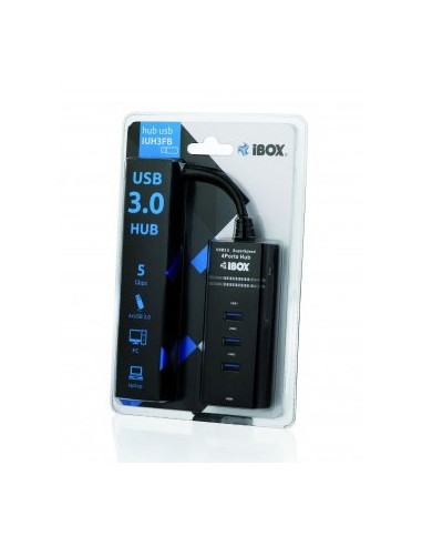 Hub Ibox Usb 3.0 Czarny 4-Porty Iuh3Fb (4X Usb 3.0  Kolor Czarny)
