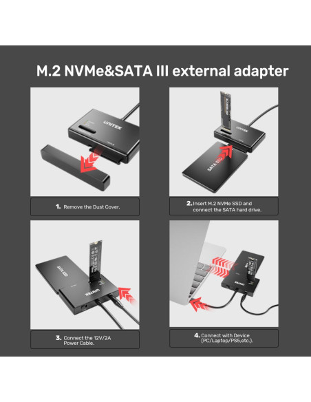 Unitek Mostek Usb-C Na Dyski Sata I M.2 Mvme
