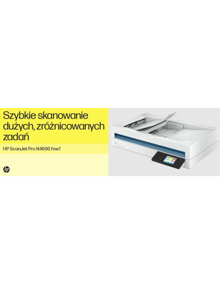 Hp Scanjet Pro N4600 Fnw1 Skaner Płaski/Adf 1200 X 1200 Dpi A5 Biały