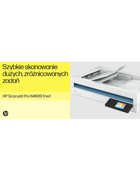 Hp Scanjet Pro N4600 Fnw1 Skaner Płaski/Adf 1200 X 1200 Dpi A5 Biały