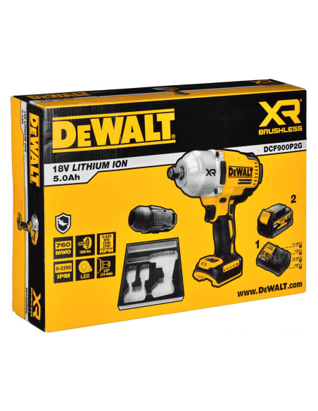 Klucz Udarowy 1/2" 18V 2*5,0Ah Dcf900P2G Dewalt