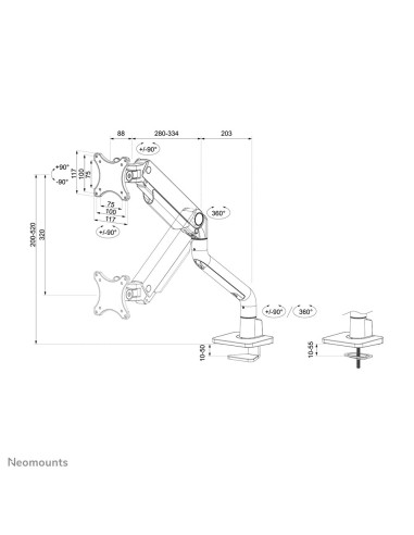 Neomounts Ds70S-950Bl1 Uchwyt / Stojak Do Monitorów 124,5 Cm (49") Biurko Czarny
