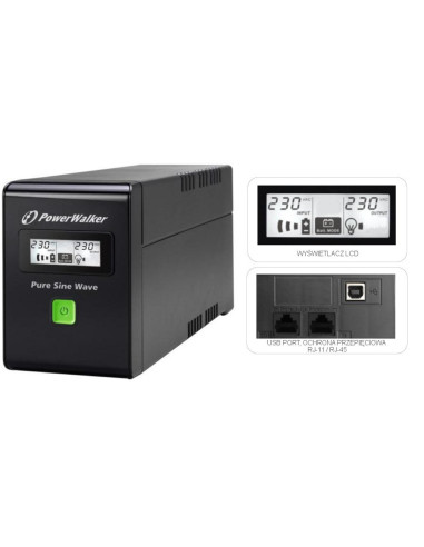 Powerwalker Vi 600 Sw Fr Technologia Line-Interactive 0,6 Kva 360 W 2 X Gniazdo Sieciowe