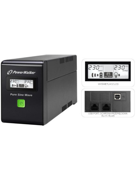 Powerwalker Vi 600 Sw Fr Technologia Line-Interactive 0,6 Kva 360 W 2 X Gniazdo Sieciowe