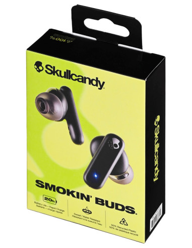 Skullcandy (Czaszka) | Prawdziwe Bezprzewodowe Słuchawki Douszne | Pąki Wędzące | Wbudowany Mikrofon | Łączność Bluetooth | Czar