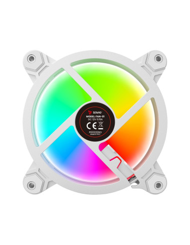 Savio Zestaw 4 Wentylatorów Argb 120 Mm Wraz Z Kontrolerem Oraz Pilotem Fan-01 White