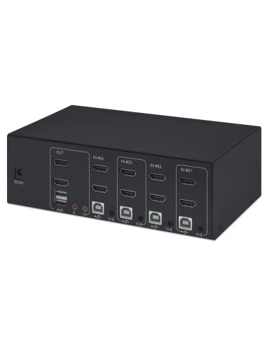 Manhattan Przełącznik Kvm Hdmi/Usb 4X1 Dual-Monito