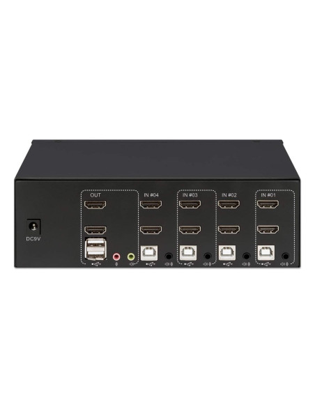 Manhattan Przełącznik Kvm Hdmi/Usb 4X1 Dual-Monito