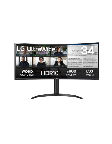 Lg 34" 34Wr55Qk-B Zakrzywiony Ultrawide Qhd Hdmi Dp Usb-C