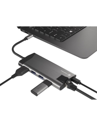 Natec Multiport Adapter Fowler Plus Usb-C-  Usb 3.0 3X, Hdmi 4K, Usb-C Pd, Rj45, Micro Sd Nmp-1690