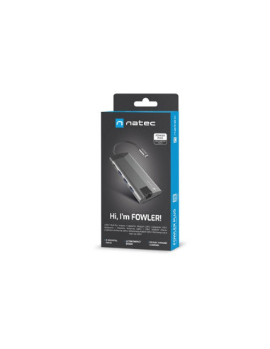 Natec Multiport Adapter Fowler Plus Usb-C-  Usb 3.0 3X, Hdmi 4K, Usb-C Pd, Rj45, Micro Sd Nmp-1690