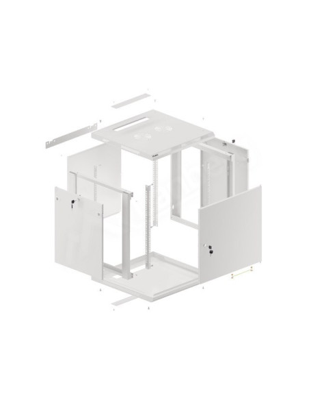 Lanberg Szafa Wisząca Rack 19" 12U 600X600 Drzwi Metalowe Szara (Flat Pack) Wf01-6612-00S