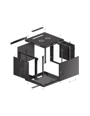 Lanberg Szafa Wisząca Rack 19" 9U 600X600 Drzwi Metalowe Czarna (Flat Pack) Wf01-6609-00B