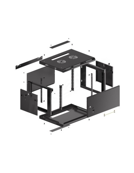 Lanberg Szafa Wisząca Rack 19" 6U 600X450 Drzwi Metalowe Czarna (Flat Pack) Wf01-6406-00B