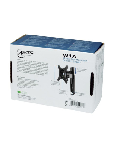 Arctic W1A Uchwyt / Stojak Do Monitorów 109,2 Cm (43") Ściana Czarny
