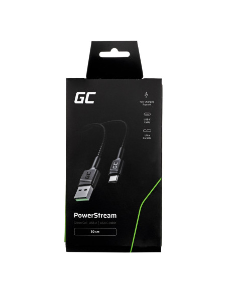 Green Cell Kabel Kabgc25 Gc Powerstream Usb-A - Usb-C 30Cm, Szybkie Ładowanie Ultra Charge, Qc 3.0