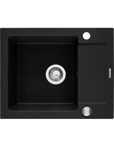 Czarny Zestaw Zlew Z Baterią - Zlewozmywak Pyramis Mido (62X50) 1B 1D Volcano + Bateria Idea Black Edition Volcano 070167602Be