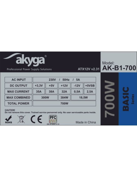 Zasilacz Akyga Ak-B1-700 (700 W  Pasywne  120 Mm)