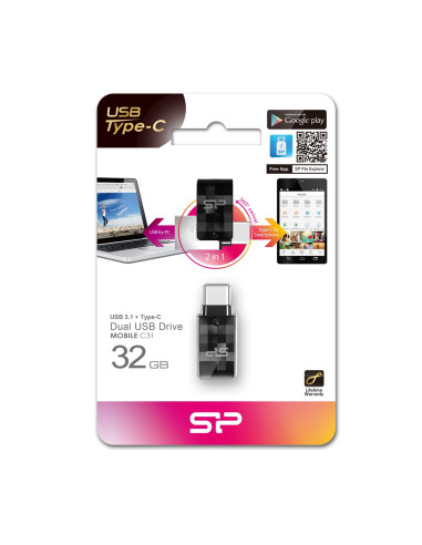 Pendrive Silicon Power Mobile C31 32Gb Usb 3.2 Typ-A, Typ-C Czarny