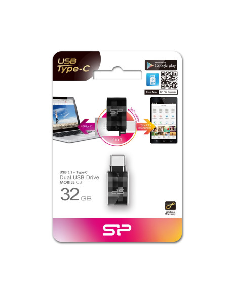 Pendrive Silicon Power Mobile C31 32Gb Usb 3.2 Typ-A, Typ-C Czarny