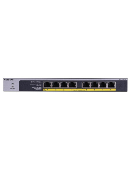 Switch Netgear Gs108Pp-100Eus 8P Poe 123W (Poe+: 8P) Unmanaged Gigabit
