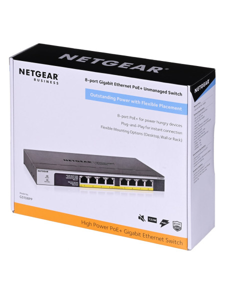 Switch Netgear Gs108Pp-100Eus 8P Poe 123W (Poe+: 8P) Unmanaged Gigabit