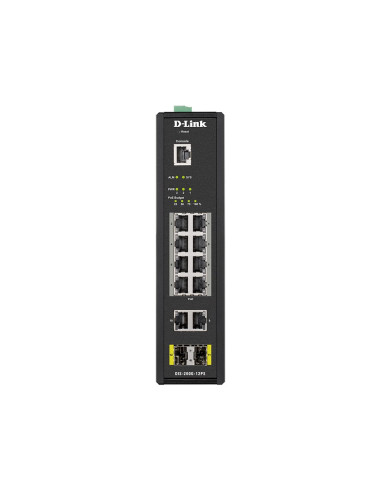 D-Link Dis-200G-12Ps Łącza Sieciowe Zarządzany L2 Gigabit Ethernet (10/100/1000) Obsługa Poe Czarny