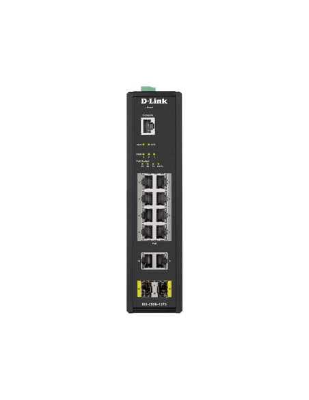 D-Link Dis-200G-12Ps Łącza Sieciowe Zarządzany L2 Gigabit Ethernet (10/100/1000) Obsługa Poe Czarny