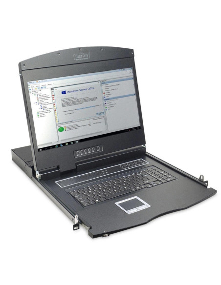 Konsola Modularna Kvm 19'' Lcd Tft, 16 Portów Vga, Touchpad, Klawiatura Us, Czarny