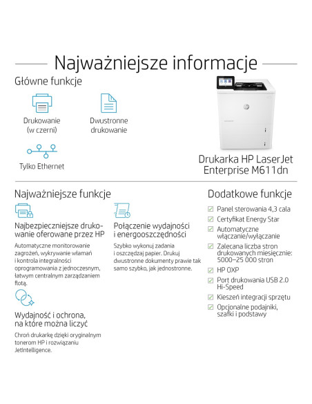 Drukarka Laserowa Hp Laserjet M611Dn