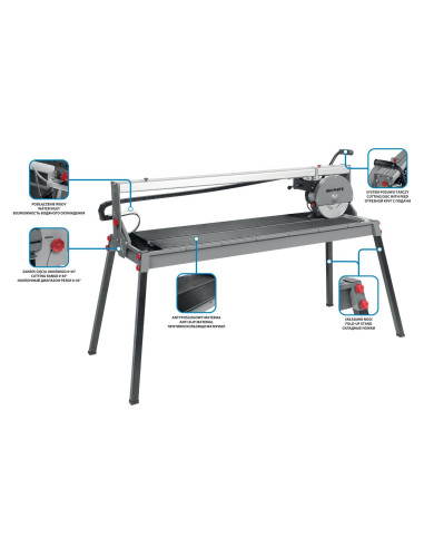 Przecinarka Do Glazury 1500W Graphite 250X25, Rozmiar Stołu 1230X460, Zakres Cięcia 1200Mm