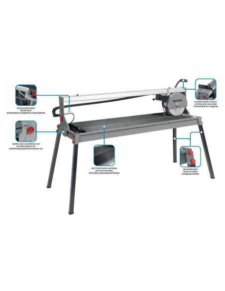 Przecinarka Do Glazury 1500W Graphite 250X25, Rozmiar Stołu 1230X460, Zakres Cięcia 1200Mm