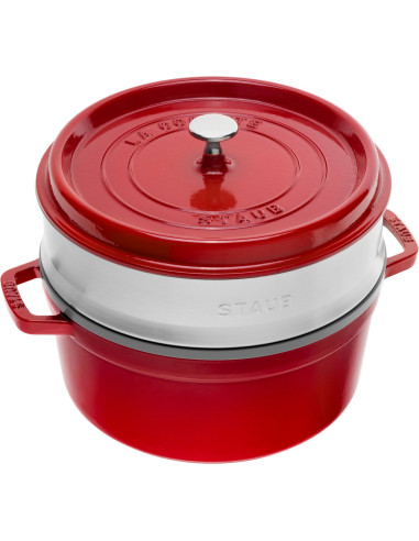 Staub La Cocotte Garnek Żeliwny Okrągły Z Wkładem 3.8 Ltr Czerwony