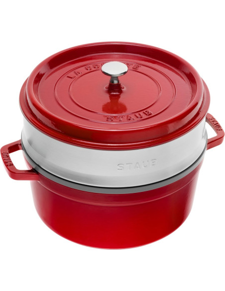 Staub La Cocotte Garnek Żeliwny Okrągły Z Wkładem 3.8 Ltr Czerwony