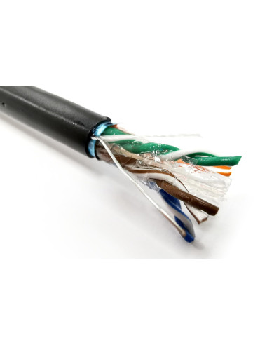Kabel Instalacyjny Zewnętrzny Żelowany Digitus Kat.6, F/Utp, Awg 23/1, Pe, 305M, Czarny, Szpula