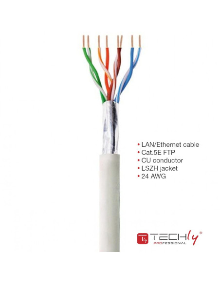 Techly Kabel Skrętka Cat5E F/Utp Drut Miedź Lszh 3