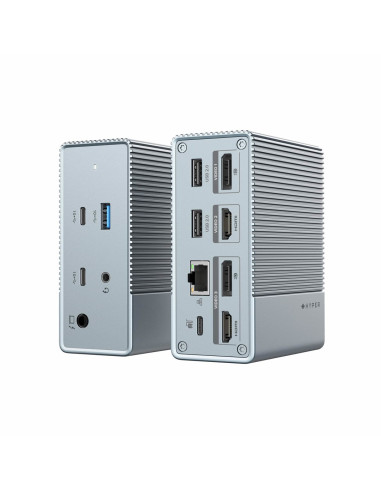 Hyper Hdg212B Stacja Dokująca Dokujący Usb 3.2 Gen 2 (3.1 Gen 2) Type-C Srebrny